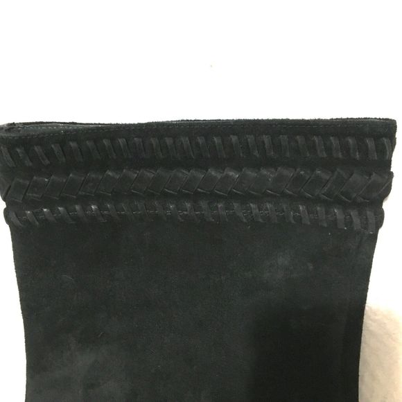 UGG Women's Black Suede Leather Tall Wood Clog Heel Boots-Size 8 - Picture 8 of 8